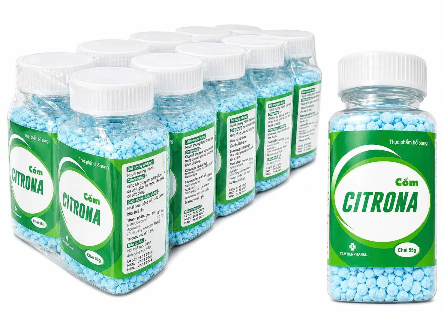 Cốm tiêu Citrona - xanh lốc 10 chai